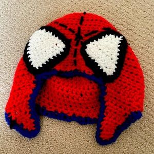 Kids hand knit Spider-Man hat
